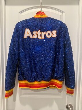 Astros Sequin Bomber Jacket - XXL